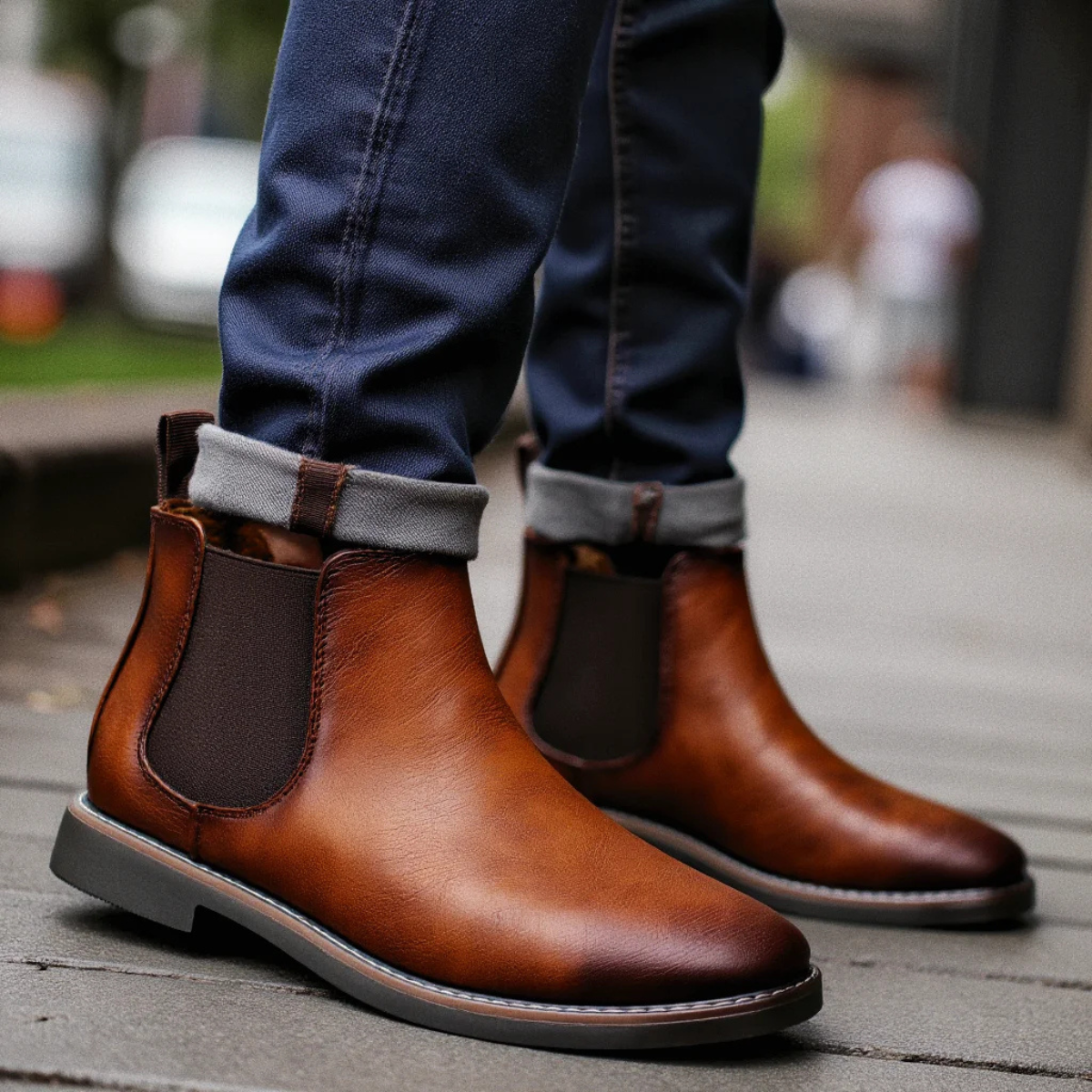 Mantova Men's Leather Chelsea Boots Ankle Black