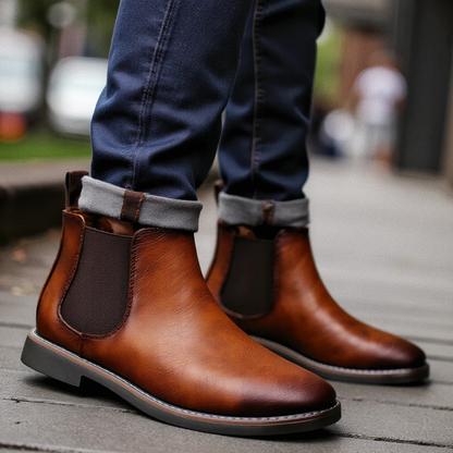 Mantova Men's Leather Chelsea Boots Ankle Black