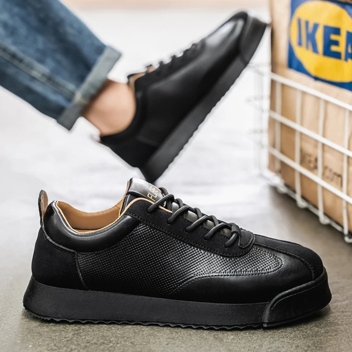 Men's Leather Casual Lace Up Shoes Brown