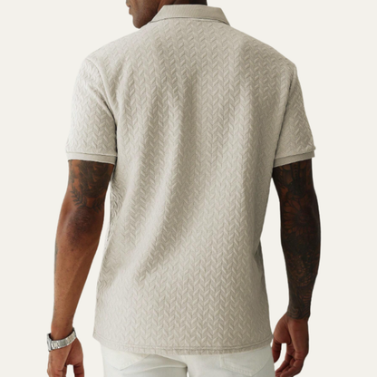Men's Textured Polo Shirt Casual Summer
