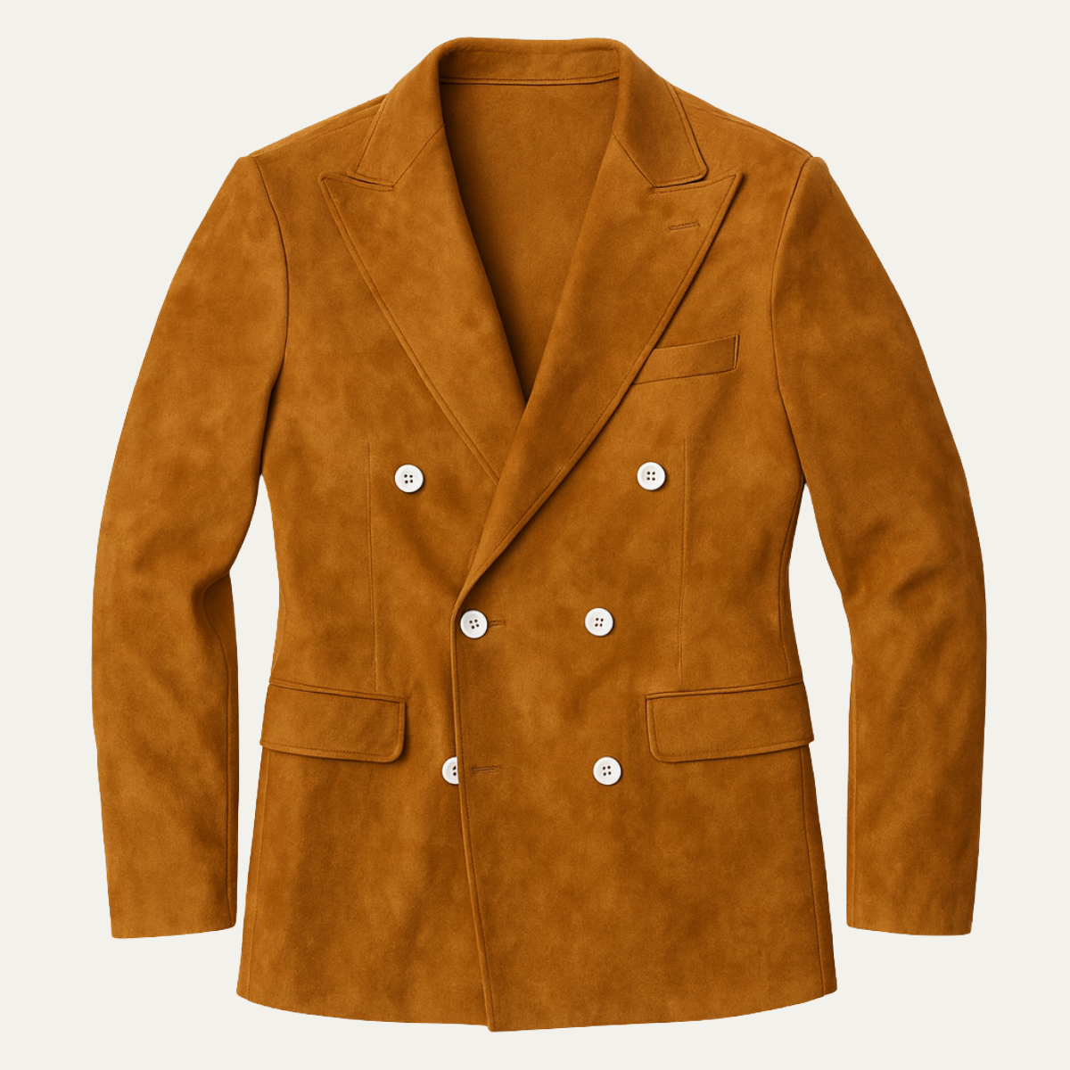 Mens Suede Blazer Double Breasted Smart Casual - VibreMode