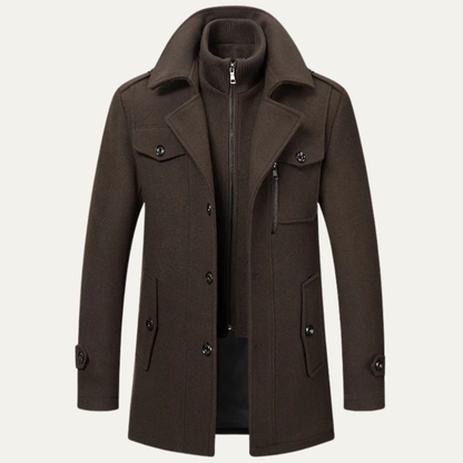 Kensington Men's Wool Trench Coat Double Collar