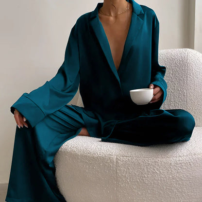 Women's Satin Lounge Pants Set