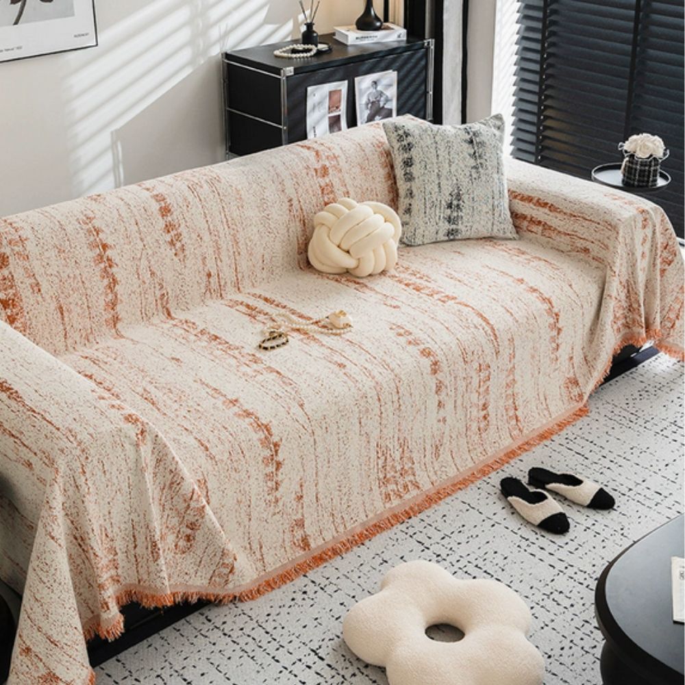 Elegant Sofa Cover Cream Colored Stretchable