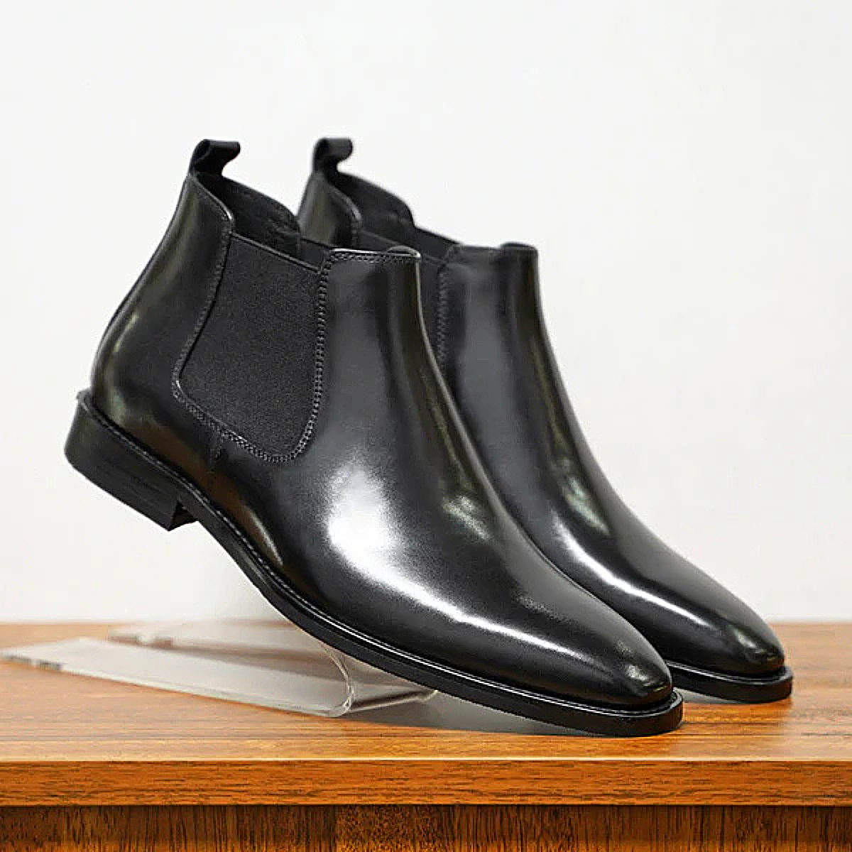Hawthorne Men's Leather Ankle Boots Slip On Black