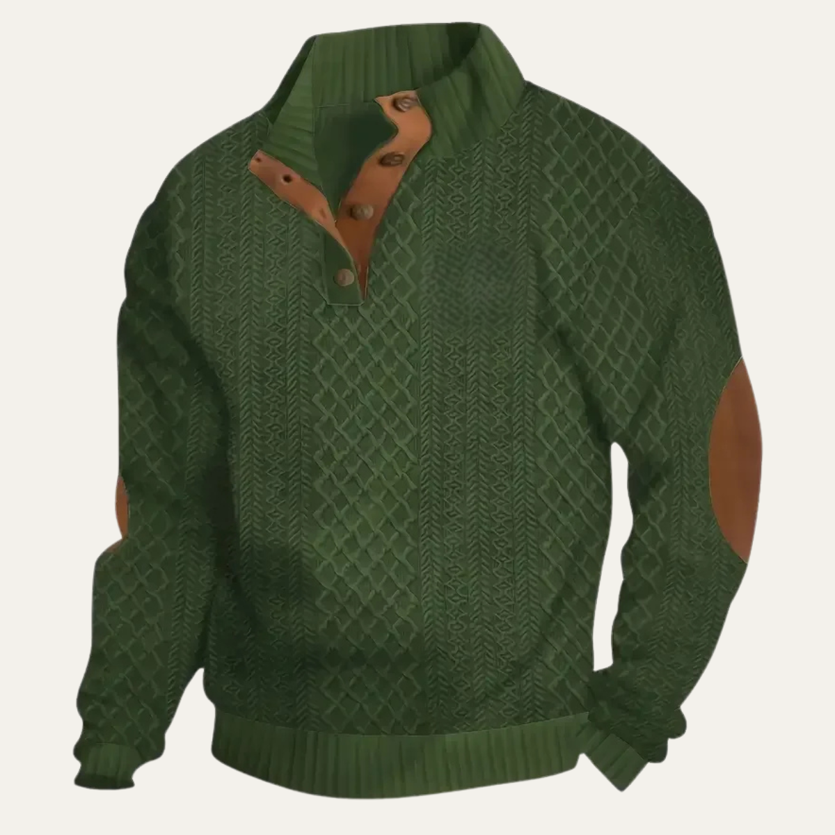 Men's Patterned Fleece Sweater Suede Elbow Patches