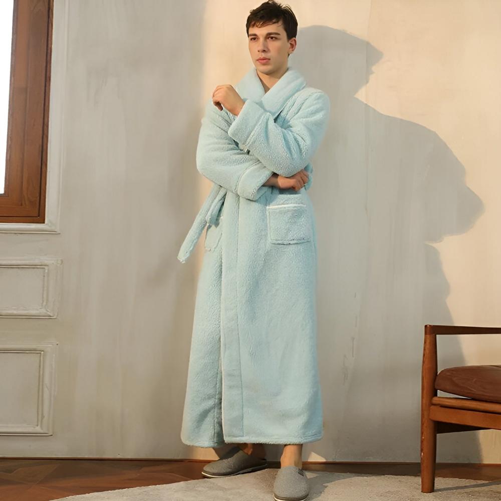 Plush Fleece Bathrobe Soft Warm Comfortable