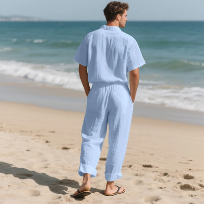 Men's Lightweight Casual Shirt And Pants Set