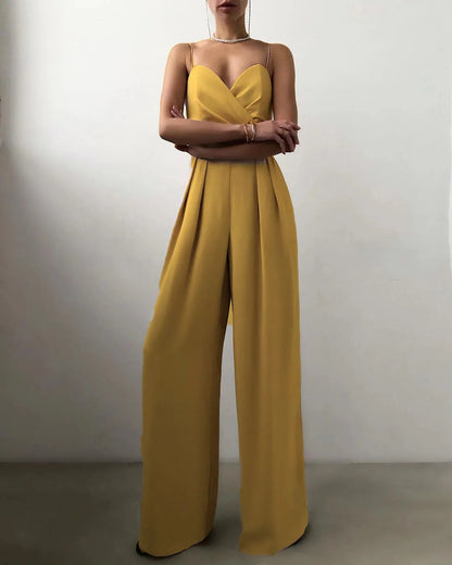 Women's Sleeveless Jumpsuit High Waist Wide Leg