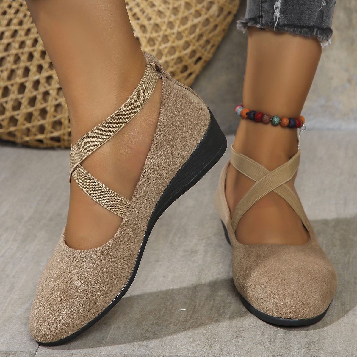 Women's Wedge Shoes Elastic Band Comfortable