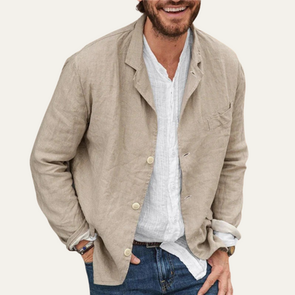 Men's Linen Blazer Jacket Lightweight Beige