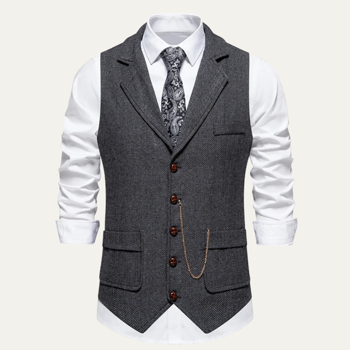 Men's Tweed Waistcoat Chain Vest - VibreMode
