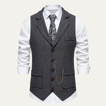 Men's Tweed Waistcoat Chain Vest - VibreMode