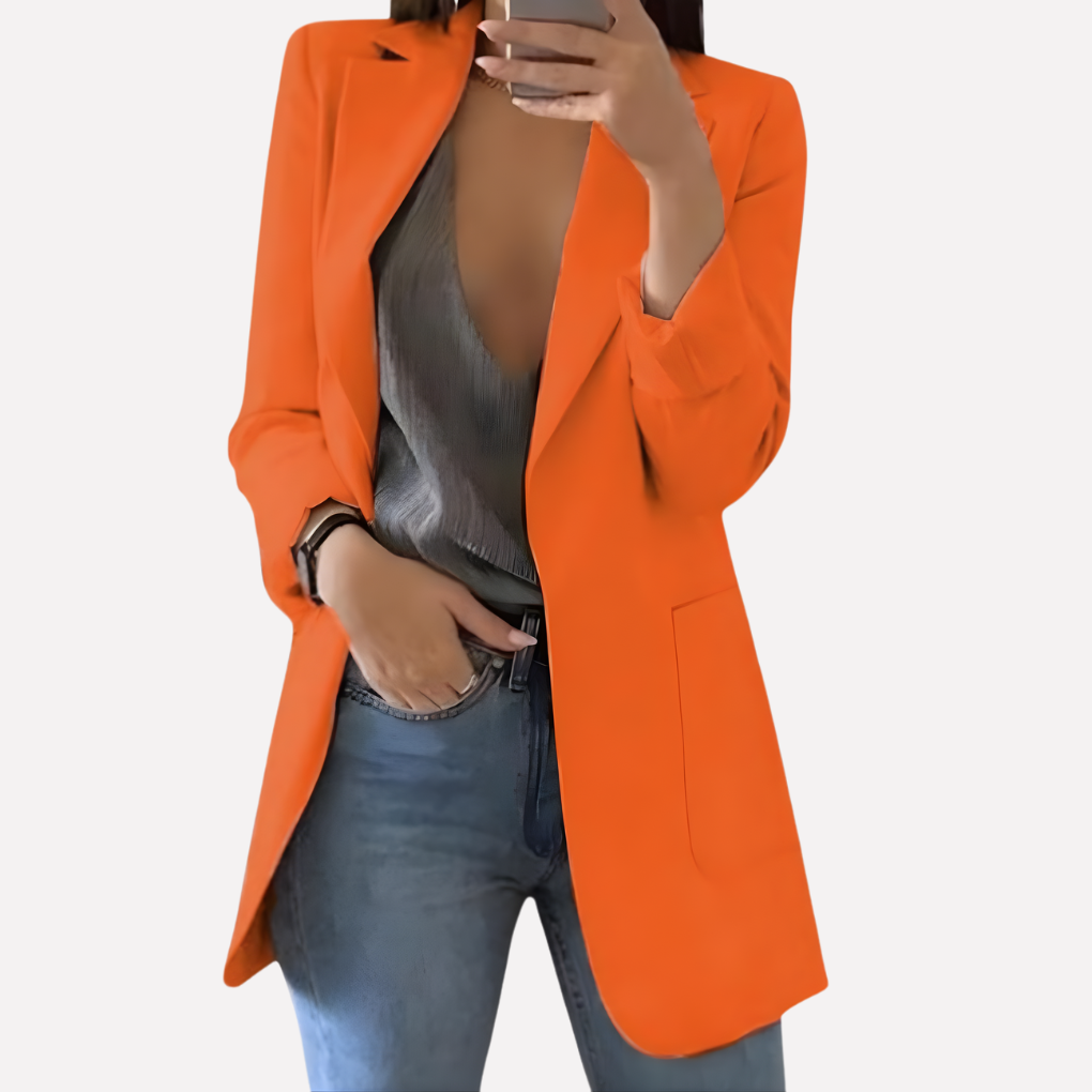 Women's Front Pocket Blazer Structured Everyday Wool Black