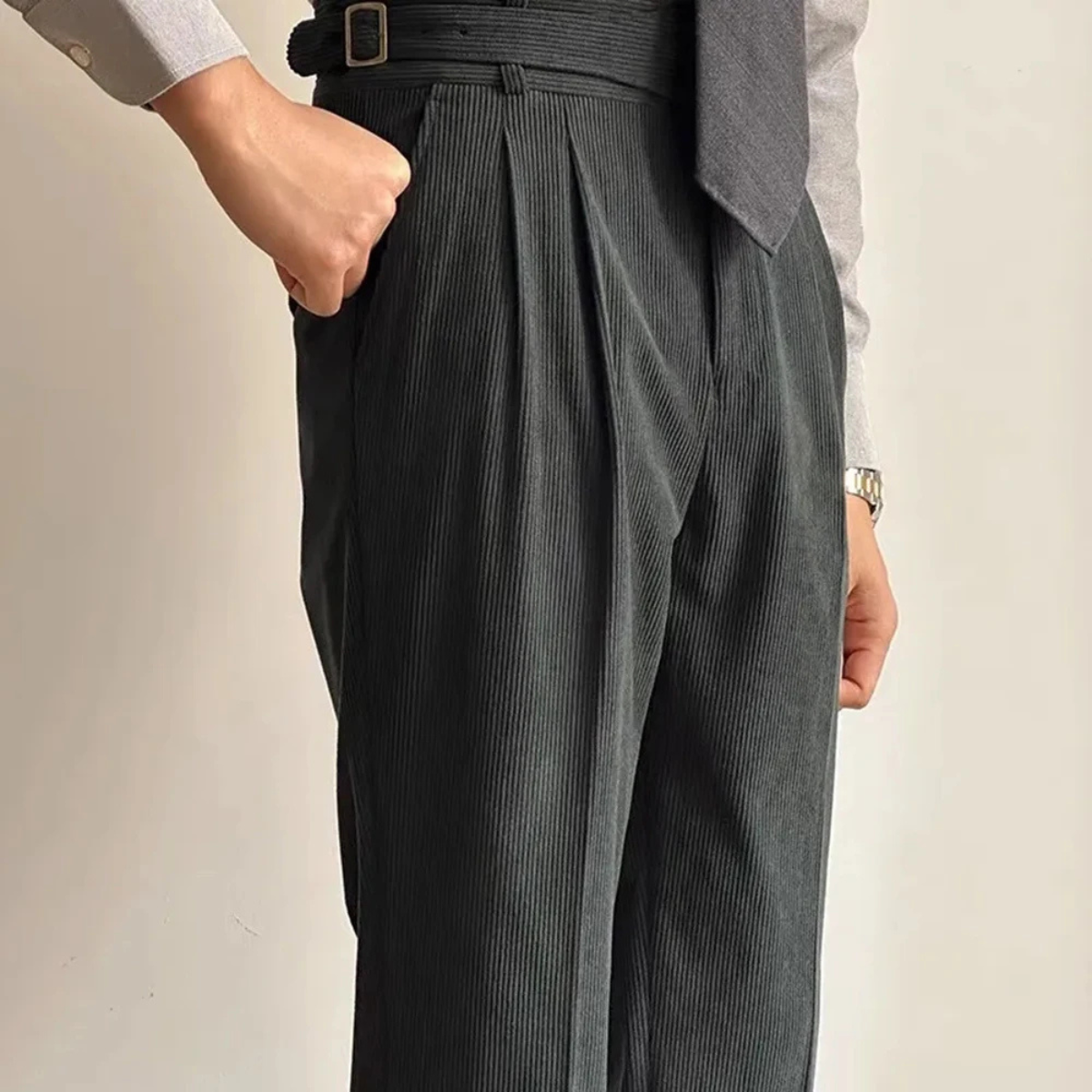 Oakwood Men's Corduroy Pants High Waisted Adjustable Waist - VibreMode