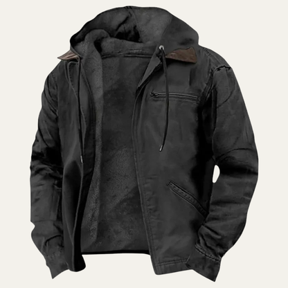 Men's Fleece Lined Hooded Jacket Lightweight - VibreMode