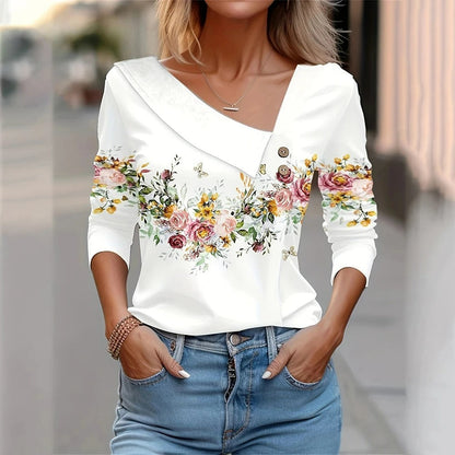 Rezza Women's Floral Print Long Sleeve Blouse - VibreMode