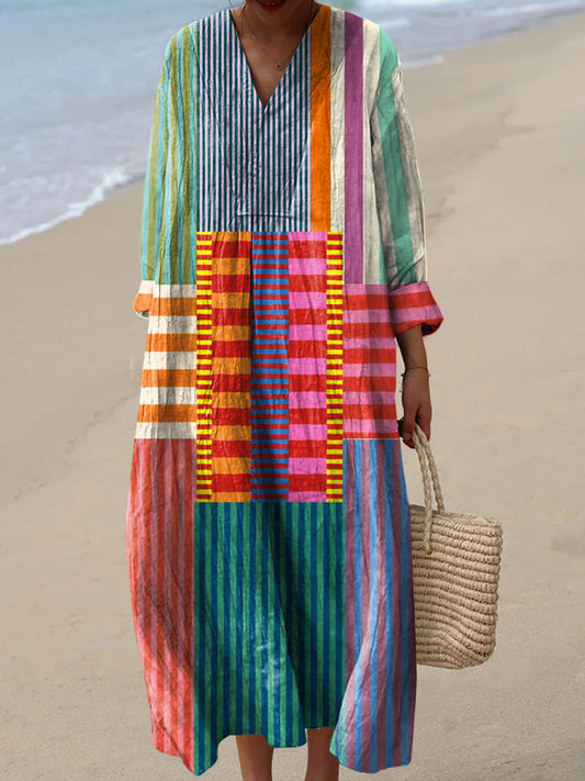 Colorful Ethnic Print Maxi Dress - VibreMode