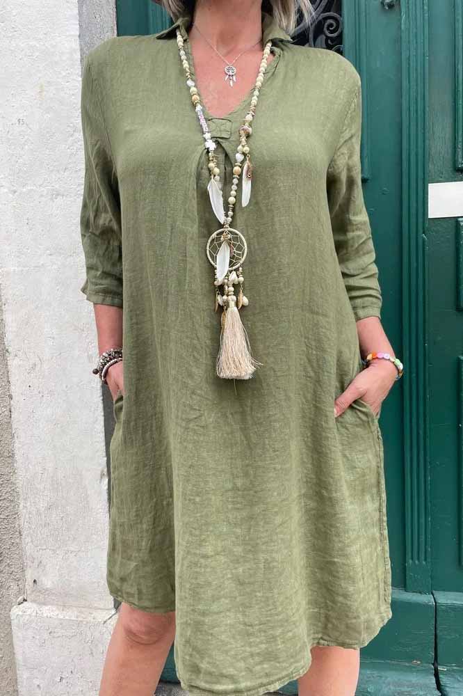 Casual V-Neck Flowy Summer Dress - VibreMode