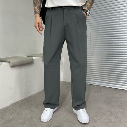 Men's Straight Leg Pleated Trousers