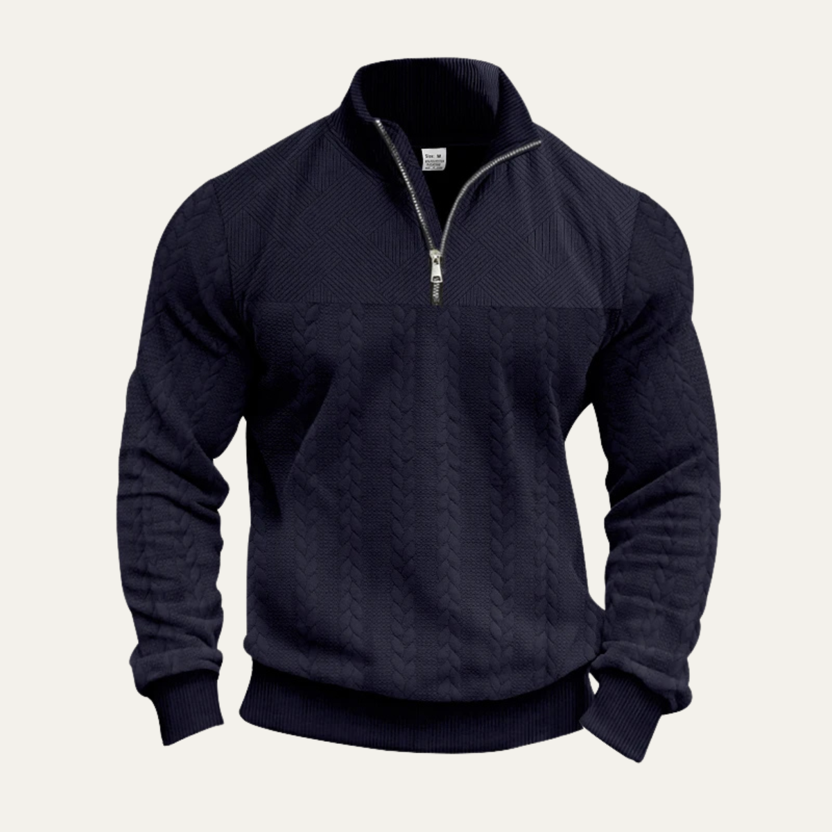 Men's Half Zip Knit Sweater Jacquard Pattern Warm