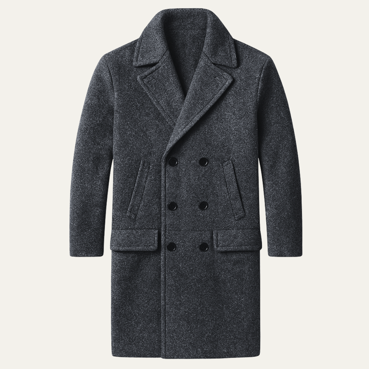 Men's Wool Double Breasted Long Winter Coat - VibreMode