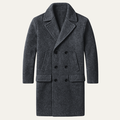 Men's Wool Double Breasted Long Winter Coat - VibreMode