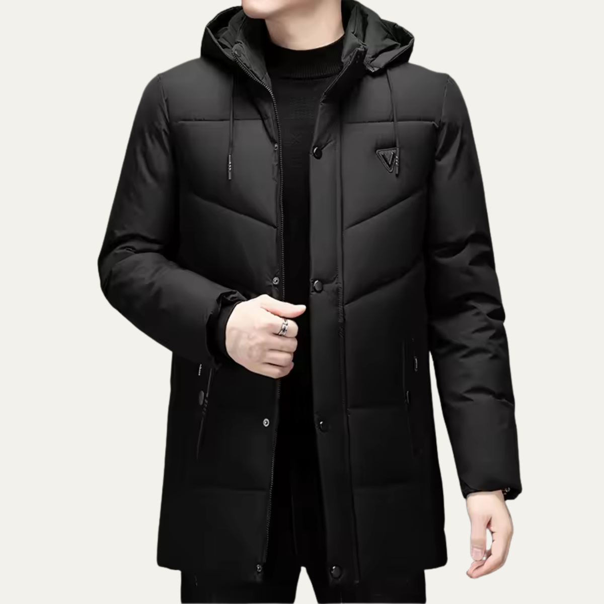 Men's Hooded Puffer Parka Waterproof Padded Multi-Pocket