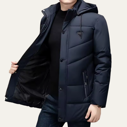 Men's Hooded Puffer Parka Waterproof Padded Multi-Pocket
