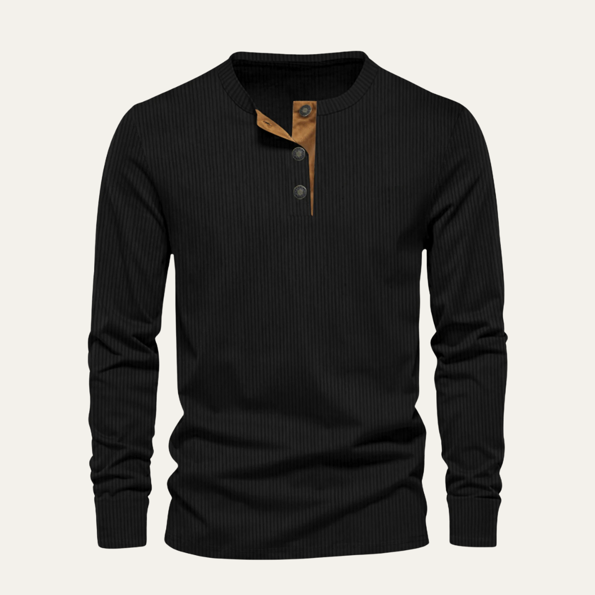 Men's Corduroy Henley Sweater Ribbed Casual - VibreMode