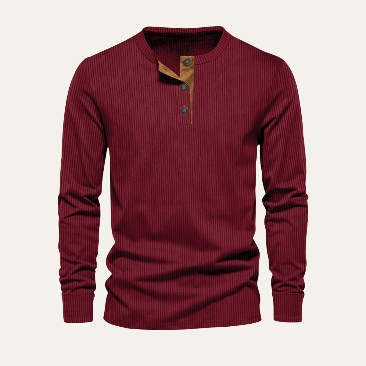 Men's Corduroy Henley Sweater Ribbed Casual