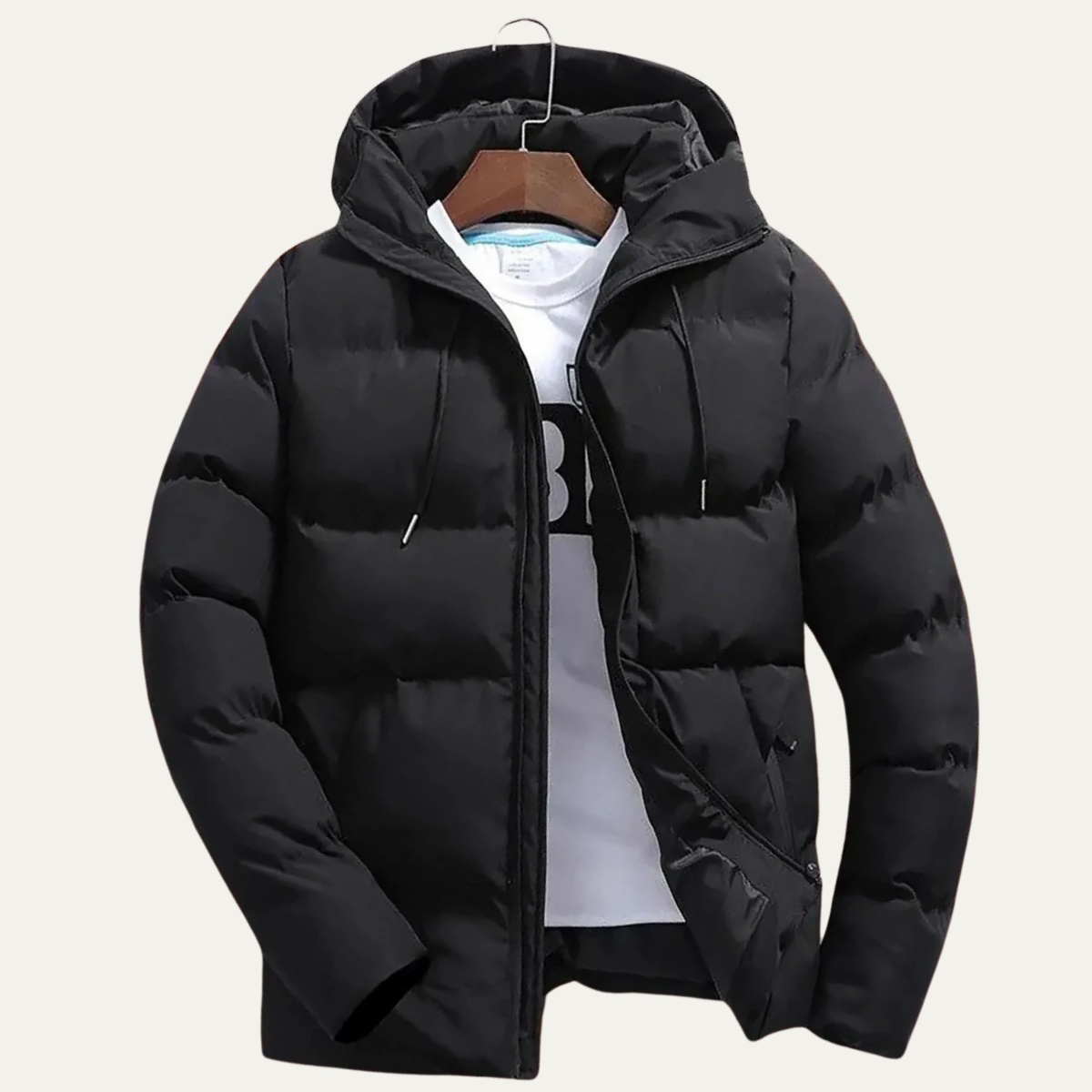 Men's Black Quilted Puffer Jacket Warm Winter