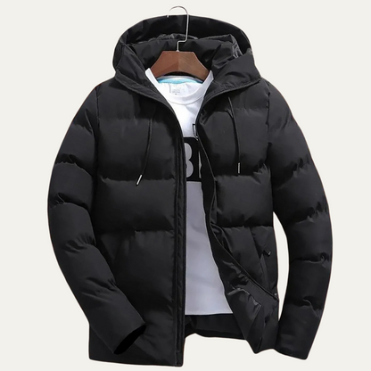 Men's Black Quilted Puffer Jacket Warm Winter