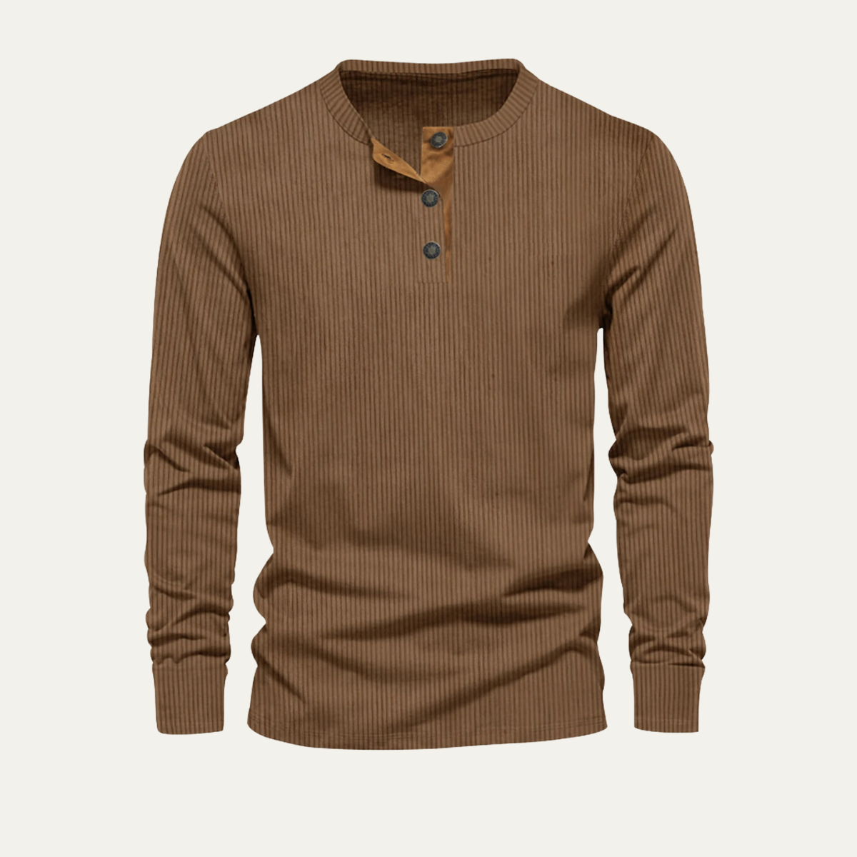 Men's Corduroy Henley Sweater Ribbed Casual