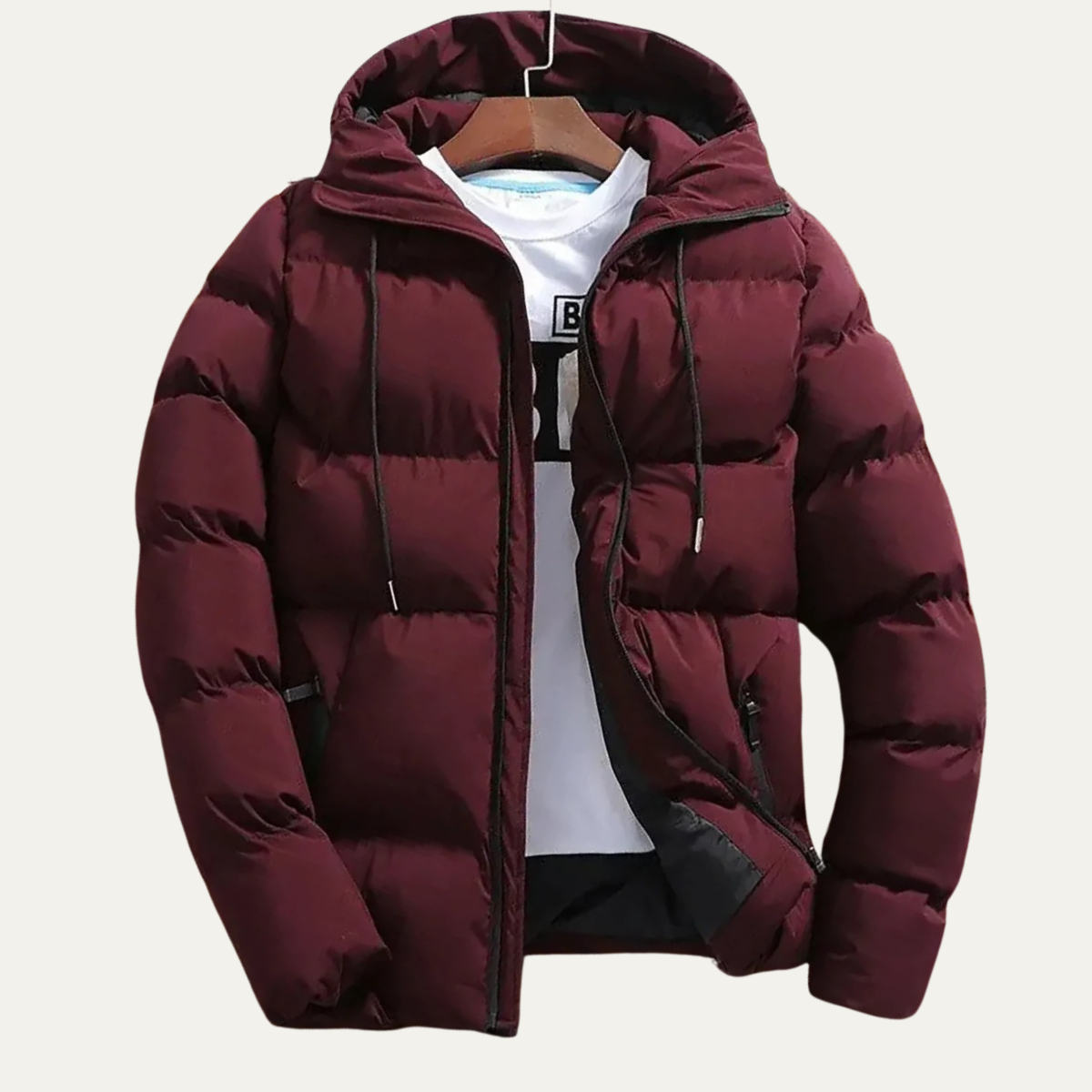 Men's Black Quilted Puffer Jacket Warm Winter