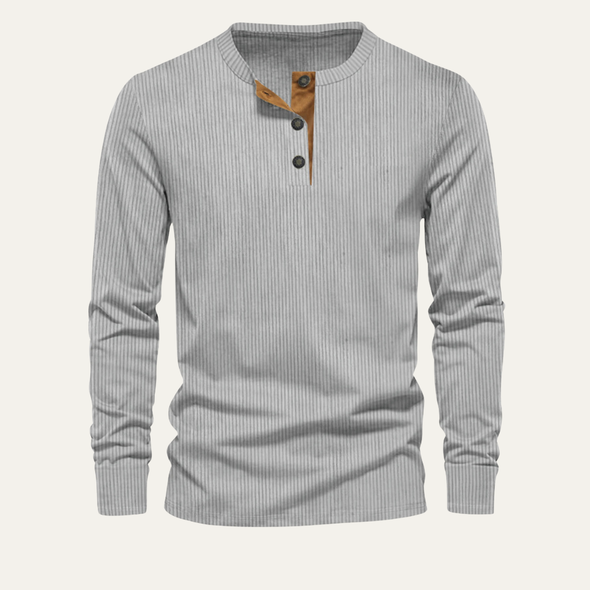 Men's Corduroy Henley Sweater Ribbed Casual