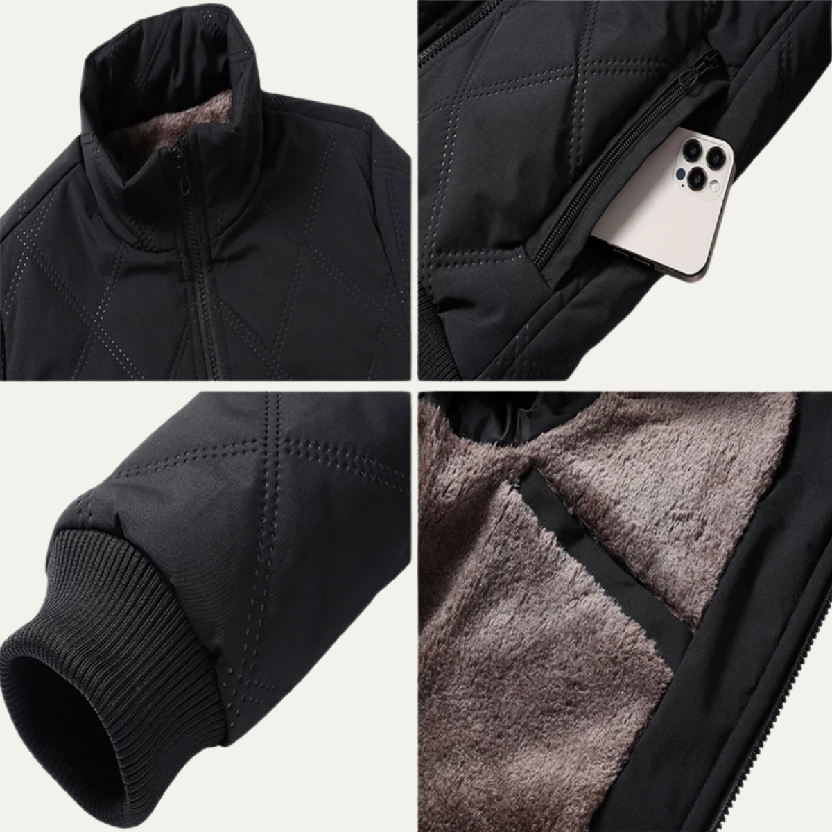 Men's Padded Quilted Fleece Jacket