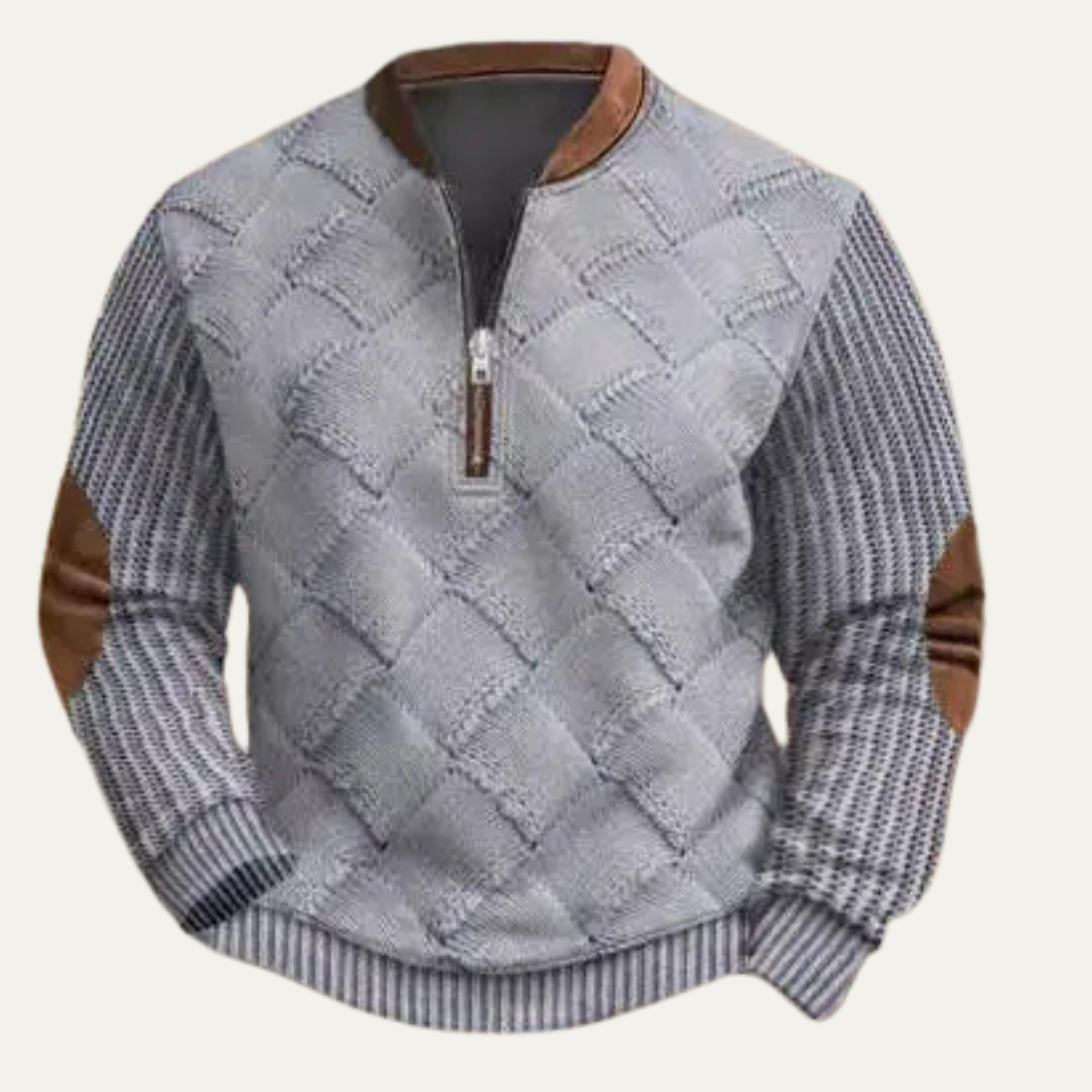 Men's Casual Knit Sweater Half Zip Patterned