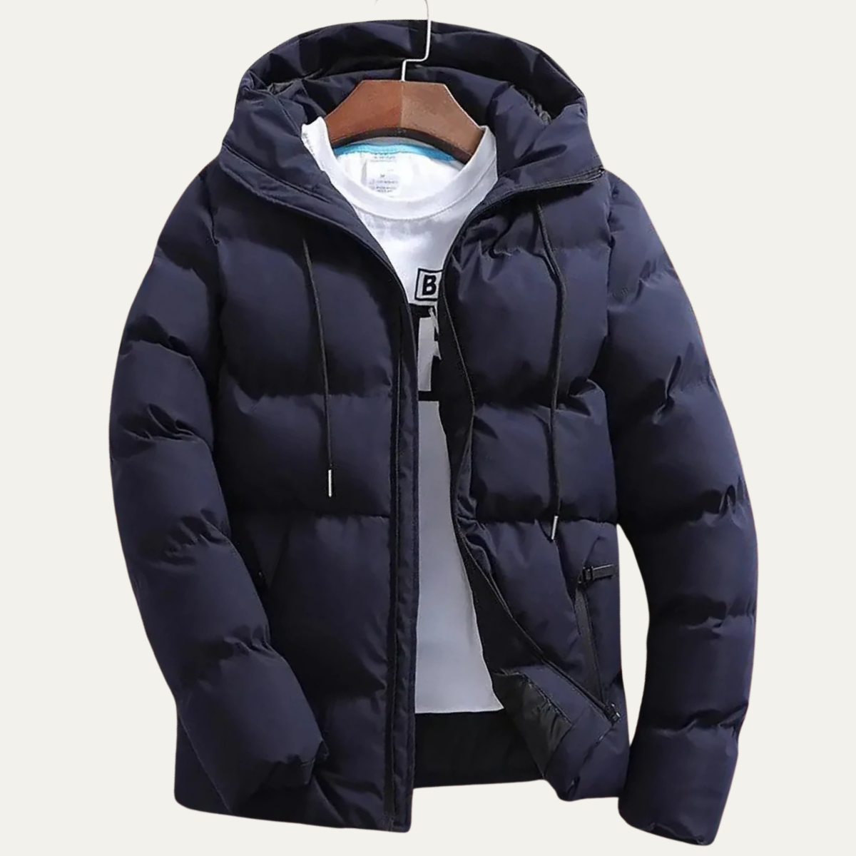 Men's Black Quilted Puffer Jacket Warm Winter