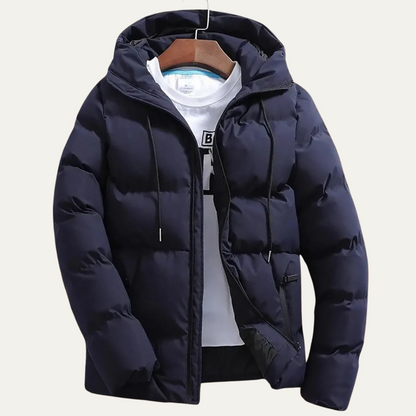 Men's Black Quilted Puffer Jacket Warm Winter