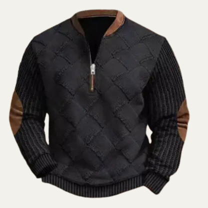 Men's Casual Knit Sweater Half Zip Patterned - VibreMode
