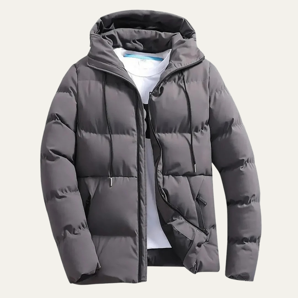 Men's Black Quilted Puffer Jacket Warm Winter - VibreMode