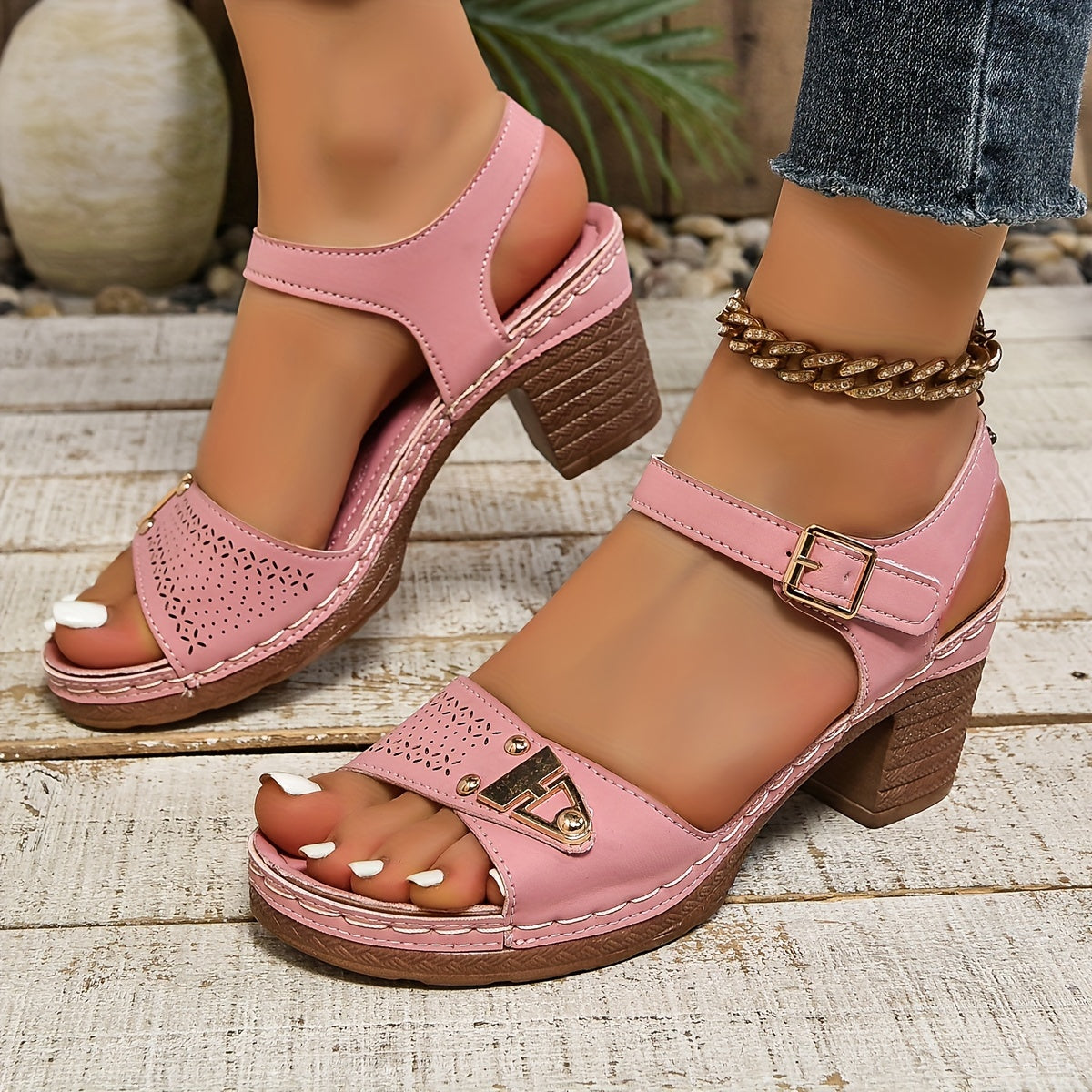 Women's Cushioned Sandals Adjustable Buckle Honeysuckle