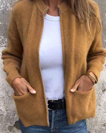 Women's Long Sleeve Sweater Patch Pockets