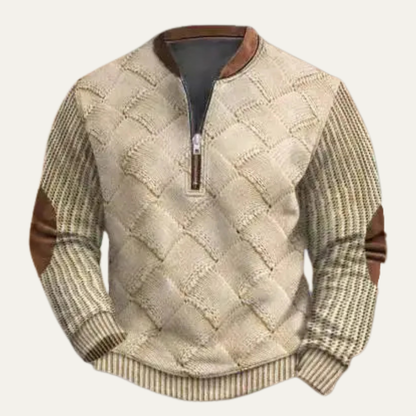 Men's Casual Knit Sweater Half Zip Patterned
