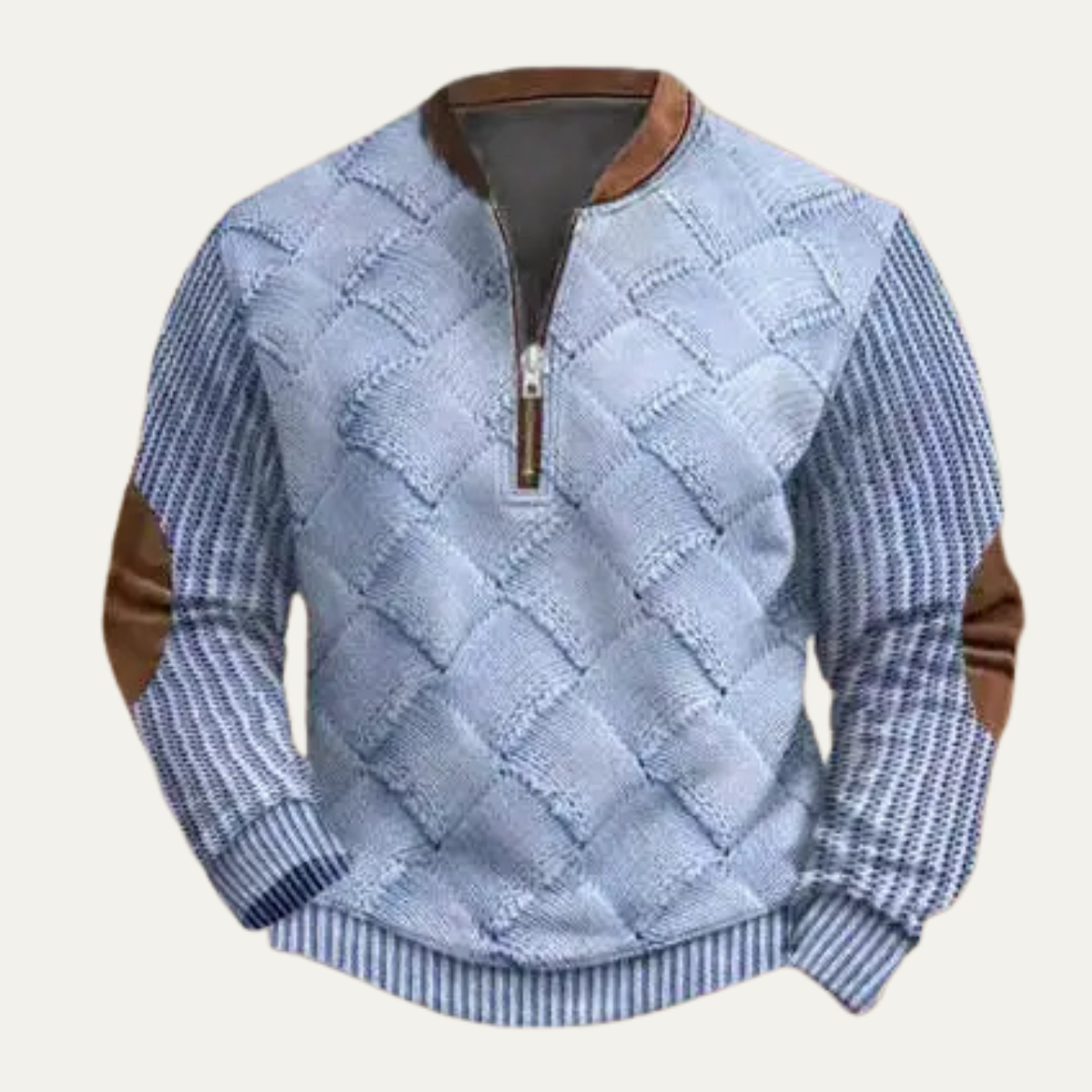 Men's Casual Knit Sweater Half Zip Patterned
