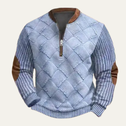 Men's Casual Knit Sweater Half Zip Patterned