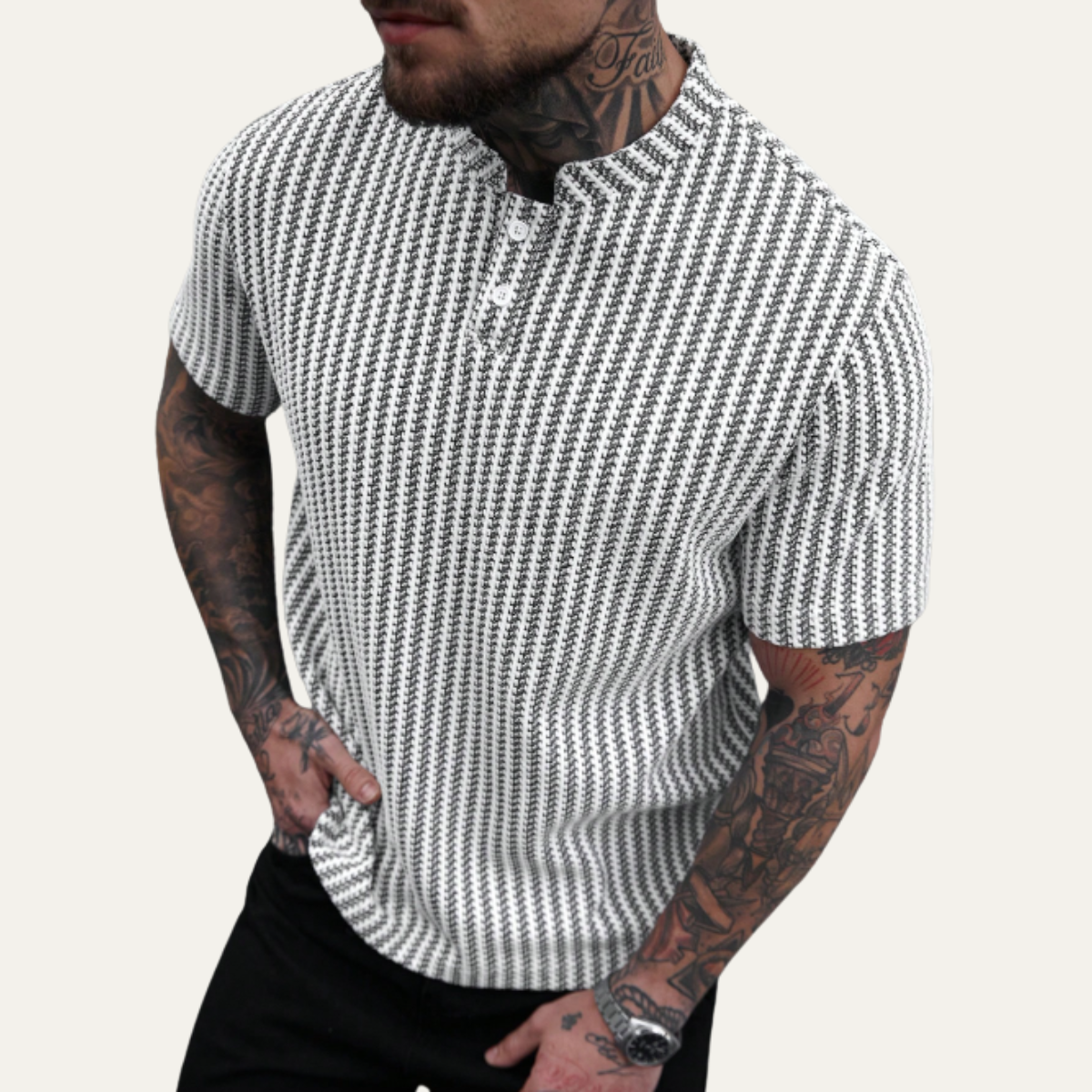 Men's Textured Polo Shirt Casual Summer