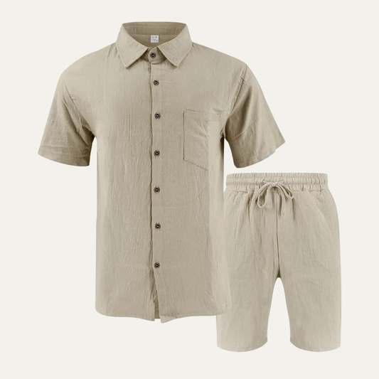 Men's Short Sleeve Shirt And Shorts Set - VibreMode