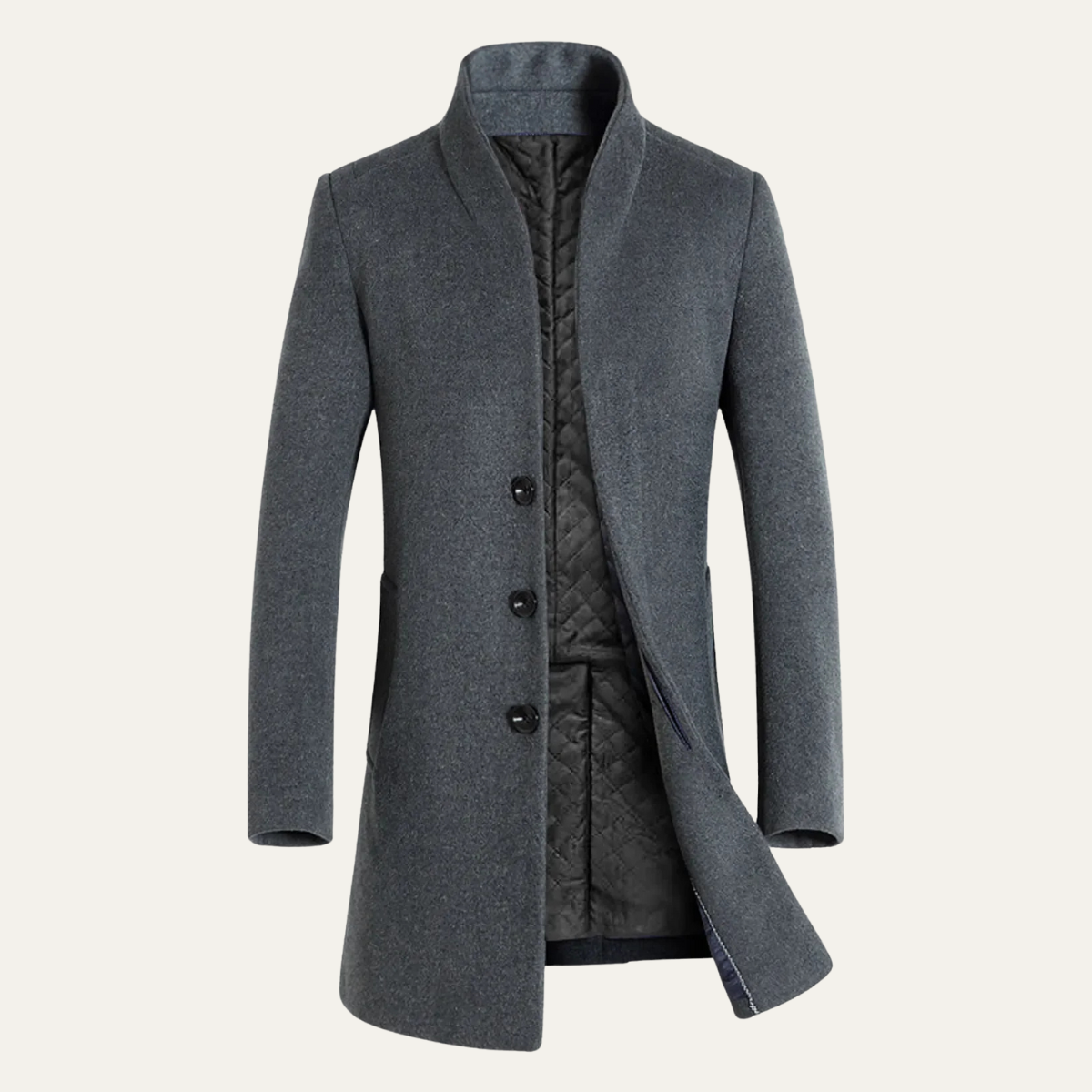 Men's Wool Blend Single Breasted Trench Coat - VibreMode